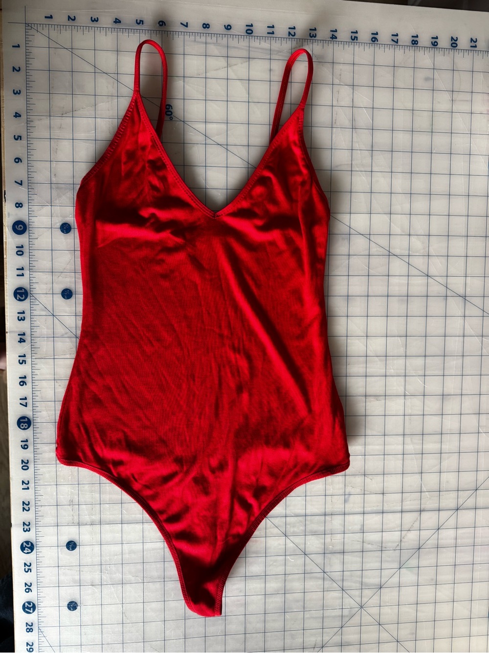 Talula Red Satin V-Neck Bodysuit Chemise